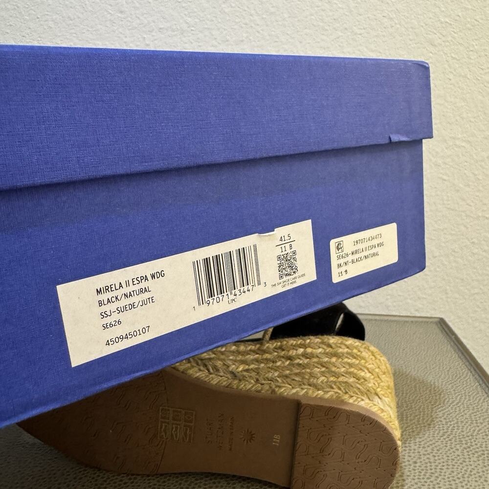 Stuart Weitzman Mirela II Espadrille Wedge Black Size 11 - Picture 15 of 16